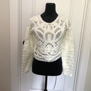 Commense White Crochet Cardigan